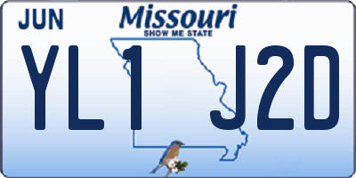 MO license plate YL1J2D