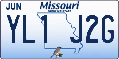 MO license plate YL1J2G