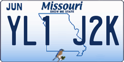 MO license plate YL1J2K