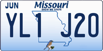 MO license plate YL1J2O