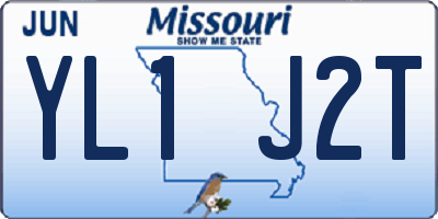 MO license plate YL1J2T