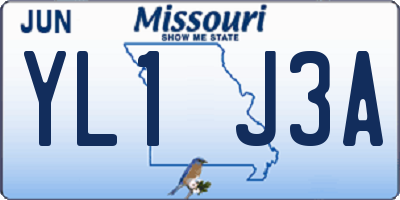 MO license plate YL1J3A