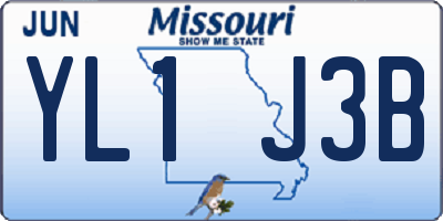 MO license plate YL1J3B