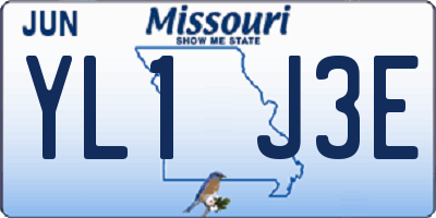 MO license plate YL1J3E