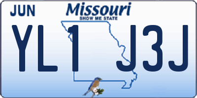 MO license plate YL1J3J
