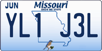 MO license plate YL1J3L