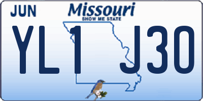 MO license plate YL1J3O