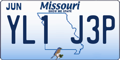MO license plate YL1J3P