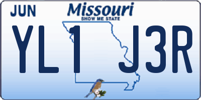 MO license plate YL1J3R