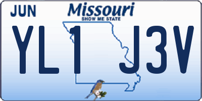 MO license plate YL1J3V