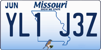 MO license plate YL1J3Z