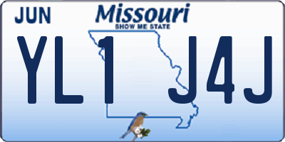 MO license plate YL1J4J