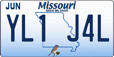 MO license plate YL1J4L
