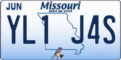 MO license plate YL1J4S
