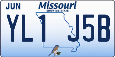 MO license plate YL1J5B