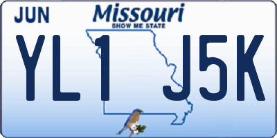 MO license plate YL1J5K