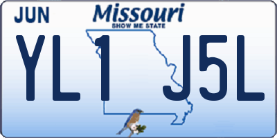MO license plate YL1J5L