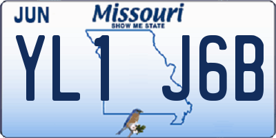MO license plate YL1J6B