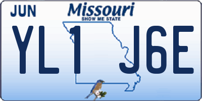 MO license plate YL1J6E