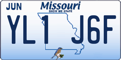 MO license plate YL1J6F