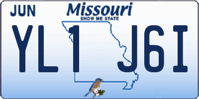 MO license plate YL1J6I