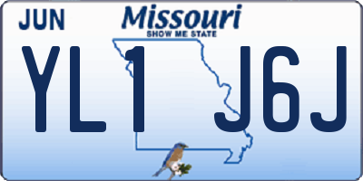 MO license plate YL1J6J
