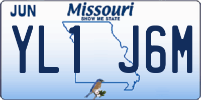 MO license plate YL1J6M