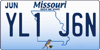 MO license plate YL1J6N