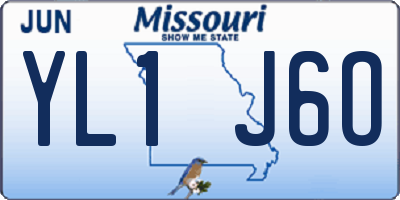 MO license plate YL1J6O