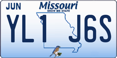 MO license plate YL1J6S