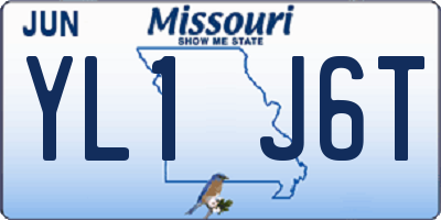 MO license plate YL1J6T