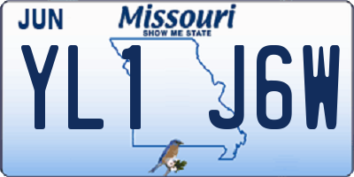 MO license plate YL1J6W
