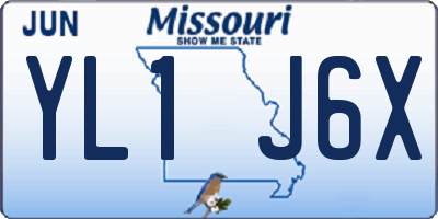 MO license plate YL1J6X