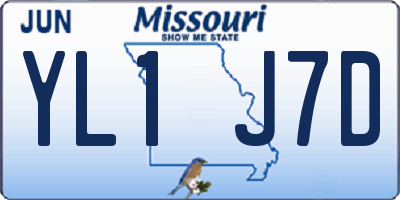 MO license plate YL1J7D