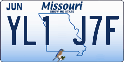 MO license plate YL1J7F