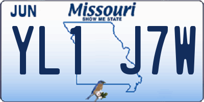 MO license plate YL1J7W