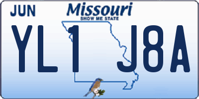 MO license plate YL1J8A