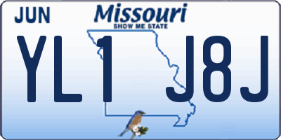 MO license plate YL1J8J