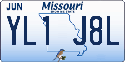 MO license plate YL1J8L