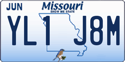 MO license plate YL1J8M