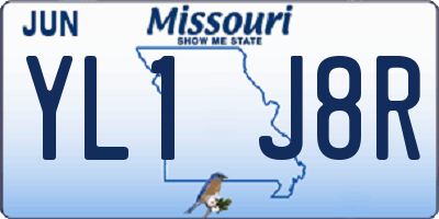 MO license plate YL1J8R
