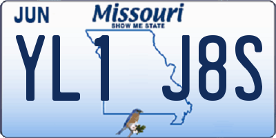 MO license plate YL1J8S
