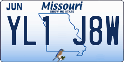 MO license plate YL1J8W