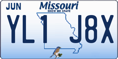 MO license plate YL1J8X