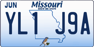MO license plate YL1J9A