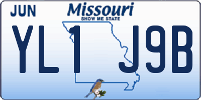 MO license plate YL1J9B