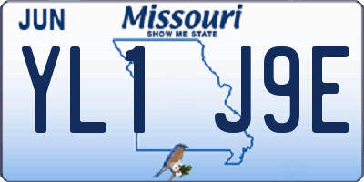 MO license plate YL1J9E