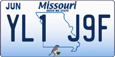 MO license plate YL1J9F