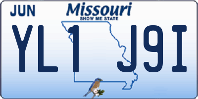 MO license plate YL1J9I