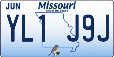 MO license plate YL1J9J